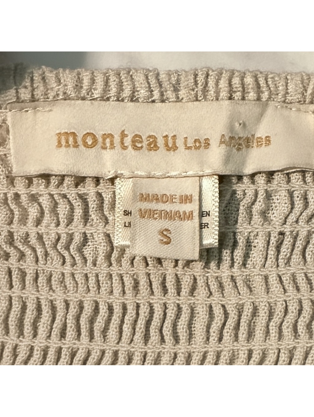 Monteau LA Linen-Blend Button-Down Midi Dress Cream Small EUC - Picture 4 of 6
